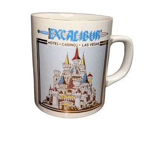 Vintage Excalibur golden  Las Vegas Coffee Cup Mug Souvenir Gamble Travel Logo c
